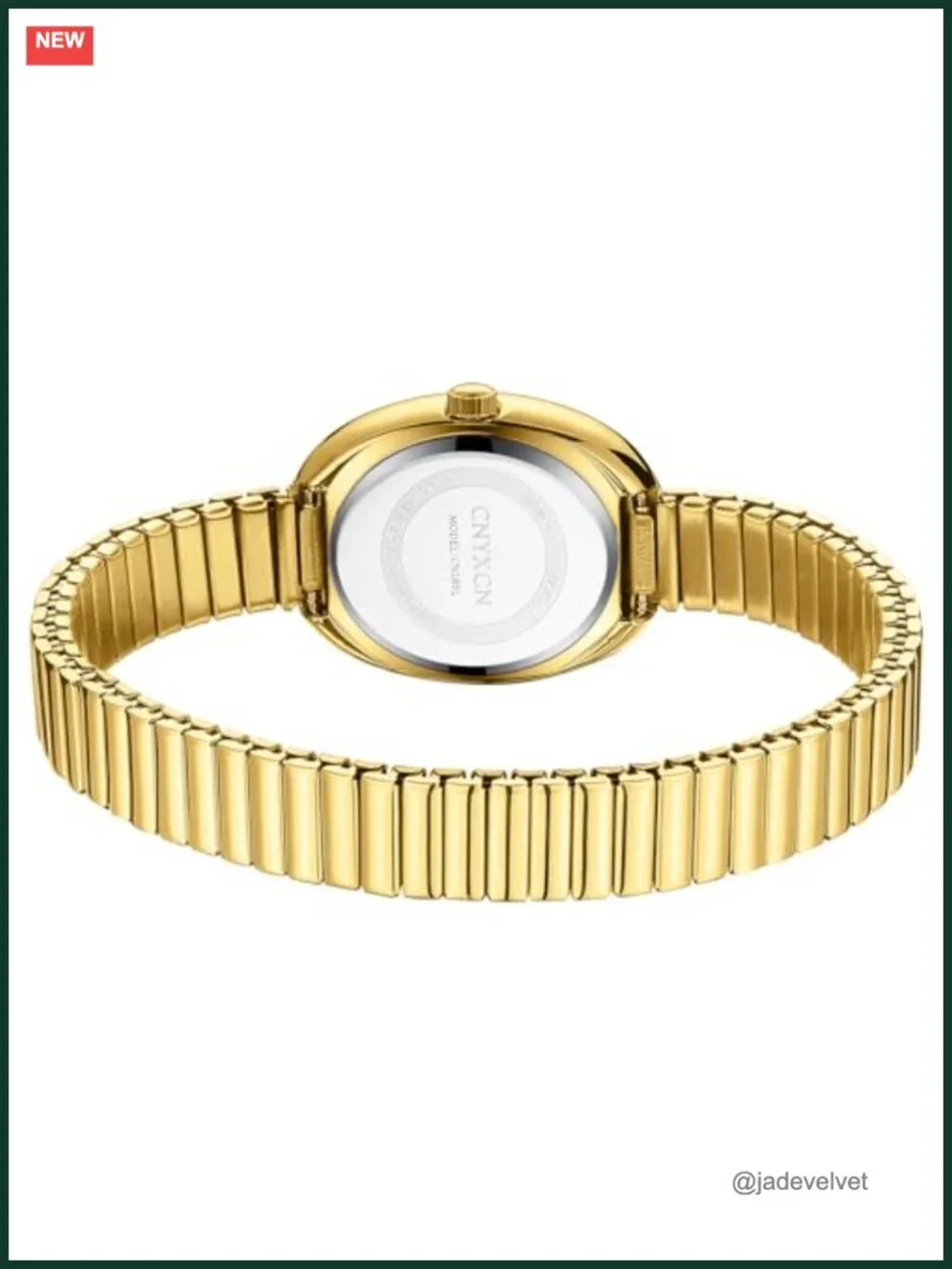 Gold Tone Oval Case Watch for Women with Stainless Steel Expansion Band